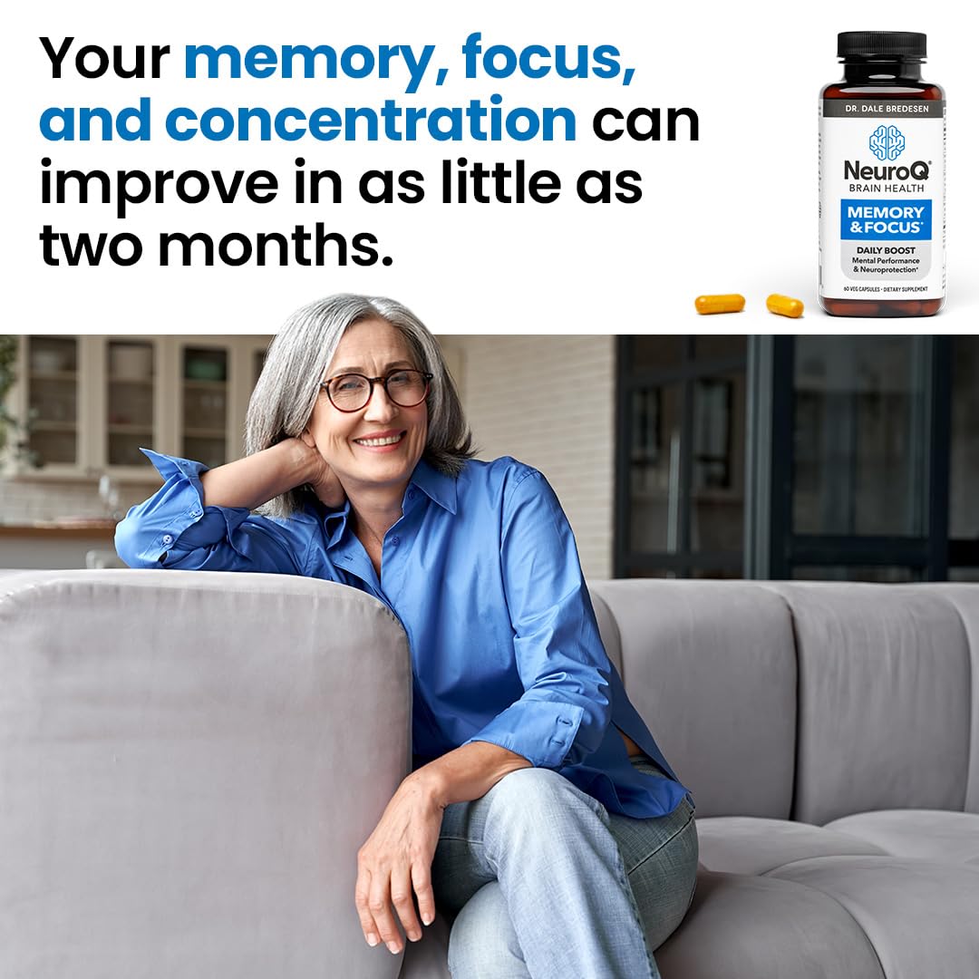 NeuroQ Memory & Focus | Formulated by Neurologist Dr. Dale Bredesen | Addresses All 4 Causes of Cognitive Decline | Ginkgo Biloba, Phosphatidylserine, Gotu Kola,