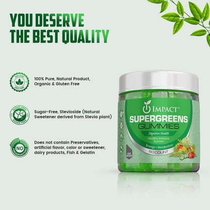 IMPACT Fiber Gummies for Adults, Women & Kids – Supergreens Veggies Daily High Fiber Gummies, for Gut Health & Immunity, Vegetarian Gummy Fiber Supplement,
