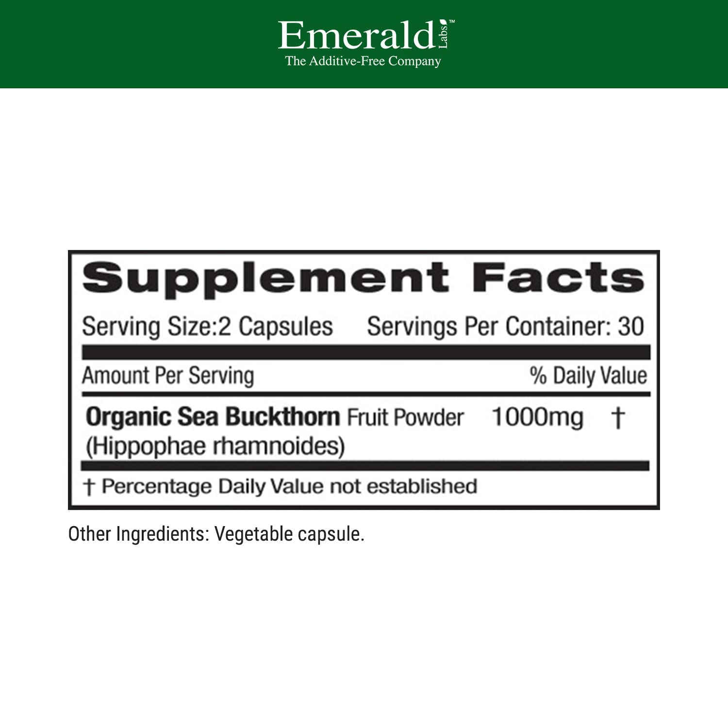 EMERALD LABS Sea Buckthorn - Dietary Supplement with Vitamins C, E & Omega 7 - Supports Adrenal, Energy, Skin & Immune Health - 60 Vegetable Capsules (30-Day Supply) EMERALD LABSBuy Supplements Australia