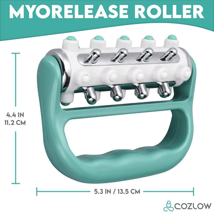 COZLOW - MyoRelease Lymphatic Drainage Massager - Green - Handheld Fascia Release + Scar Tissue Massage Roller for Shoulder, Neck, Belly, Thigh, Leg, Back, Glutes - Helps Reduce Cellulite Appearance COZLOW buy supplements Au