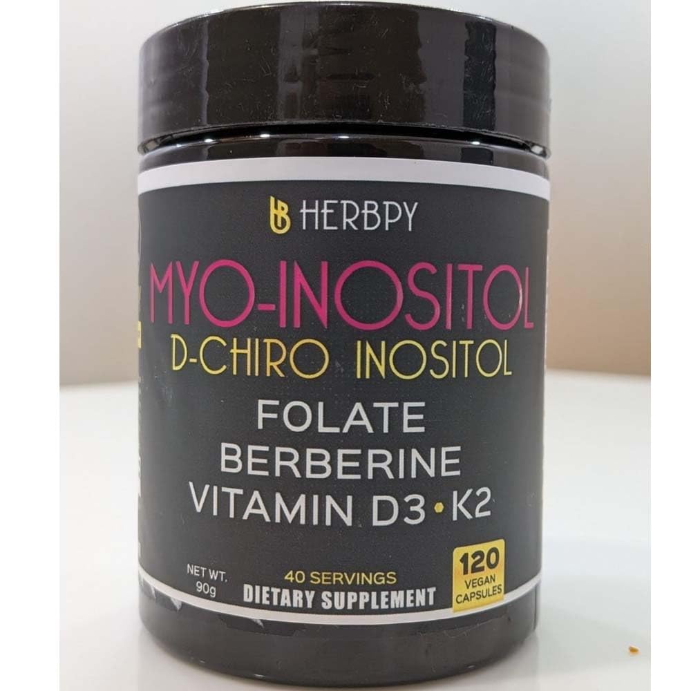 Herbpy 6in1 Premium 40:1 Myo-Inositol & D-Chiro Inositol Supplement for Women with Folate, Berberine HCl 97%, Vitamin D3 & K2 - Hormonal Balance & Ovarian Health Support- 120 Vegan Capsules Herbpy buy supplements Au