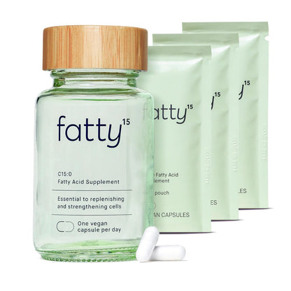 Fatty15 C15:0 Pentadecanoic Acid Supplement The Longevity Nutrient - 90 Vegan Capsules - 3X Cellular Benefits of Fish Oil EPA Omega 3 Supplements - Liver Support & Mitochondrial Health Fatty15 buy supplements Au