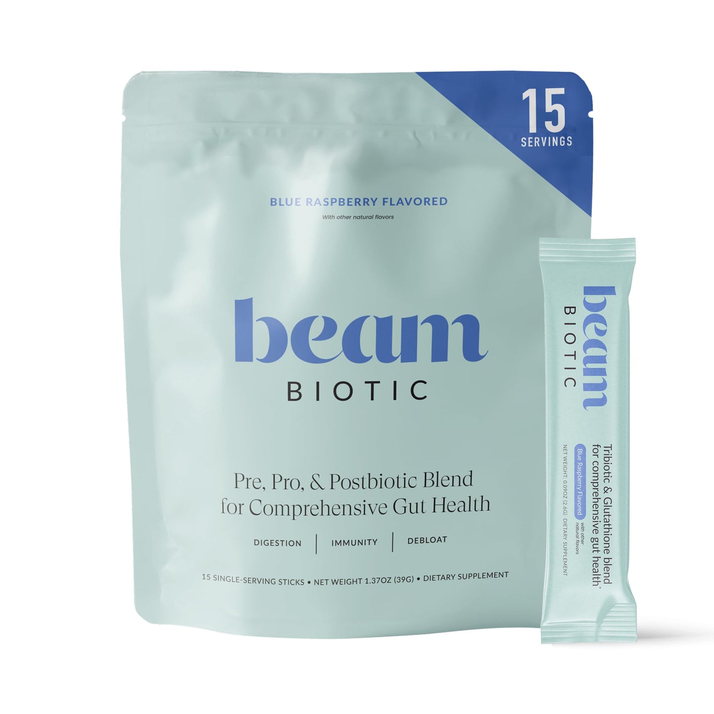 Beam Biotic Probiotics for Women – Gut Health & Digestive Health Powder with Pre, Pro & Postbiotics + Glutathione, Daily Probiotic Drink for Bloating Relief & Gut Balance