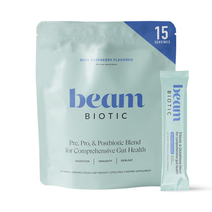 Beam Biotic Probiotics for Women – Gut Health & Digestive Health Powder with Pre, Pro & Postbiotics + Glutathione, Daily Probiotic Drink for Bloating Relief & Gut Balance
