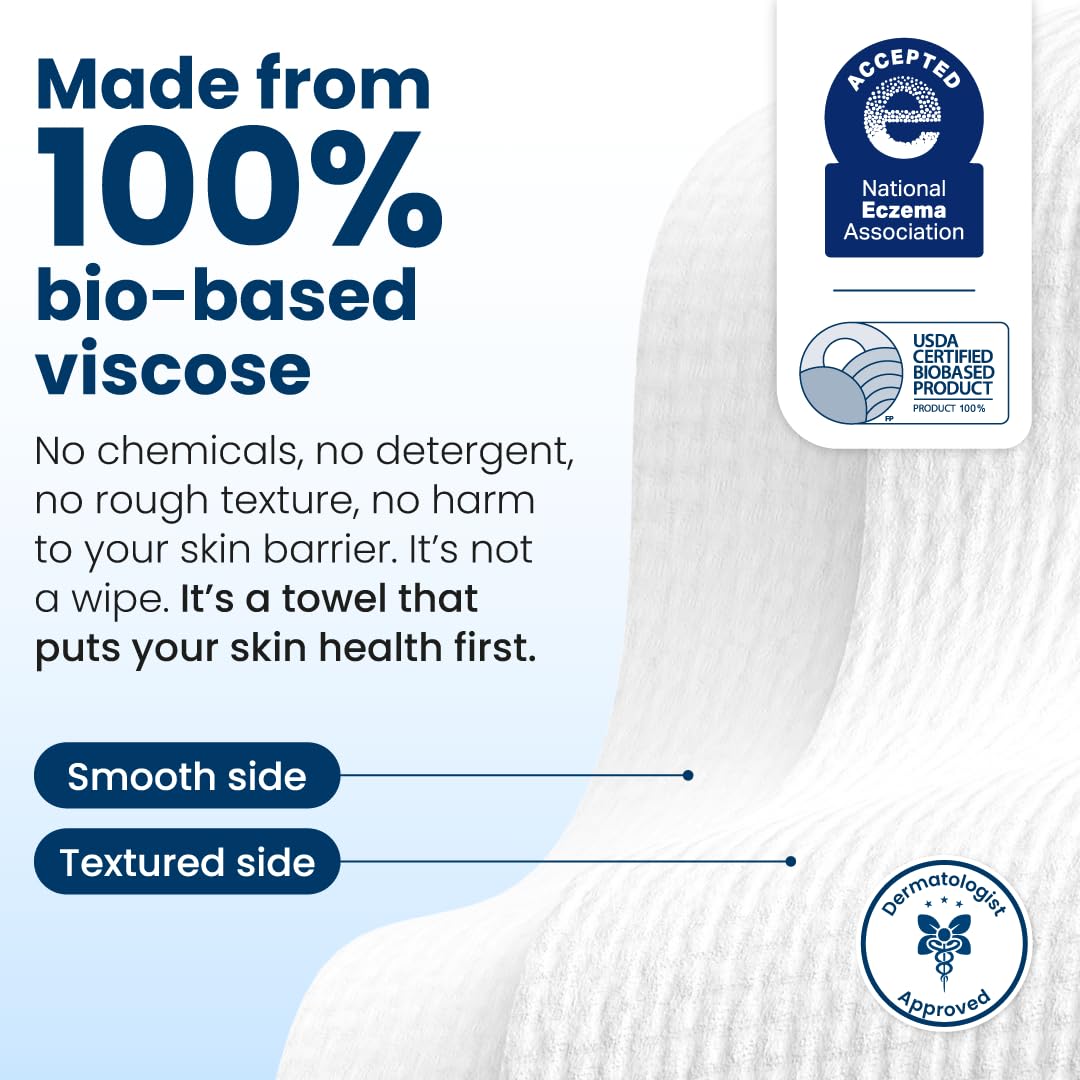 Clean Skin Club Clean Towels XL®, 100% USDA Biobased Face Towel, Disposable Face Towelette, Eczema Association Accepted, Makeup Remover Dry Wipes, Ultra Soft, 1 Pack, 50 Ct CLEAN SKIN CLUBBuy Supplements Australia