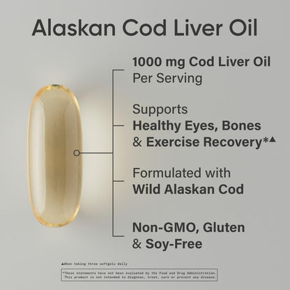 Sports Research® Omega-3 Wild Alaskan Cod Liver Oil 1000mg with Vitamins A (1000 IU) & D3 (400 IU) - Burpless, Bovine Free, Non-GMO, & MSC Certified Sustainable - 120 Softgels Sports Research buy supplements Au