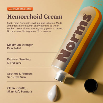 Norms Hemorrhoid Treatment Cream, Max Strength 5% Lidocaine, Rapid Relief for Hemorrhoidal Pain, Swelling, Itching, with Phenylephrine HCL, Aloe & Glycerin – Big Squeeze 2oz Tube NormsBuy Supplements Australia