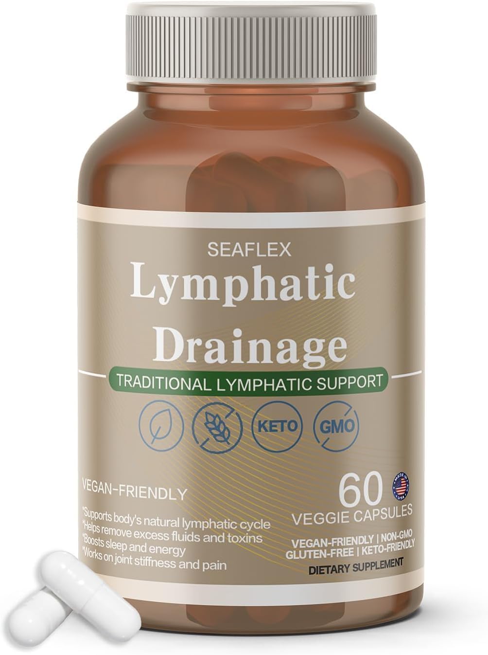 Lymphatic Drainage Capsules Natural Herbal Supplement for Fluid Balance & Immune Health, with Echinacea, Dandelion, and Burdock 60 Capsules Vunexo buy supplements Au