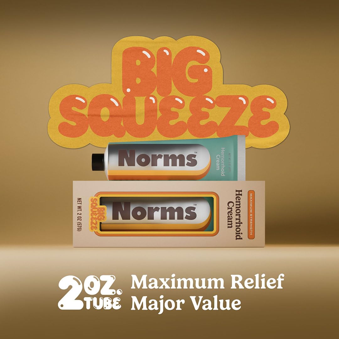 Norms Hemorrhoid Treatment Cream, Max Strength 5% Lidocaine, Rapid Relief for Hemorrhoidal Pain, Swelling, Itching, with Phenylephrine HCL, Aloe & Glycerin – Big Squeeze 2oz Tube NormsBuy Supplements Australia