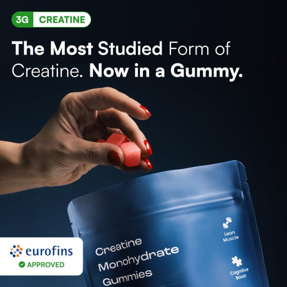 Creatine Monohydrate Gummies - Supports Muscle Growth, Recovery & Brain Function - Convenient & Easy to Take - Great Tasting Watermelon Flavor