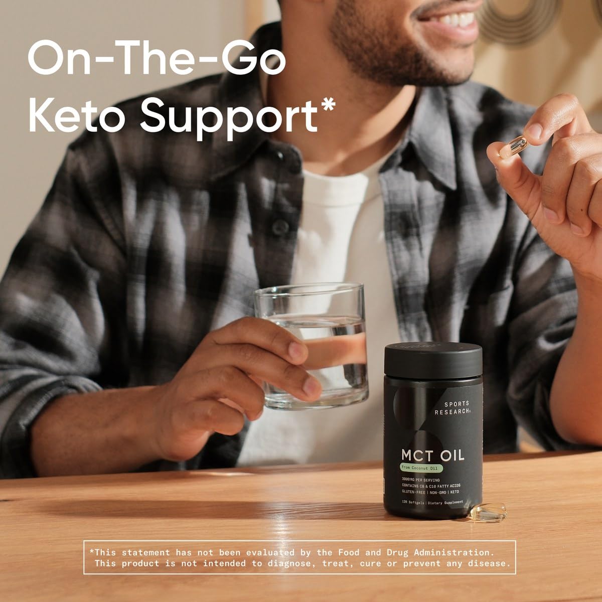 Sports Research MCT Oil Capsules derived from Coconut Oil | Keto Fuel for The Brain & Body | High Potency 3000 mg | Derived from Non-GMO Coconuts (120 Softgels) Sports Research buy supplements Au