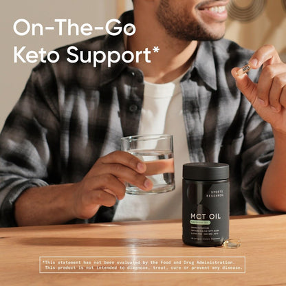 Sports Research MCT Oil Capsules derived from Coconut Oil | Keto Fuel for The Brain & Body | High Potency 3000 mg | Derived from Non-GMO Coconuts (120 Softgels) Sports Research buy supplements Au