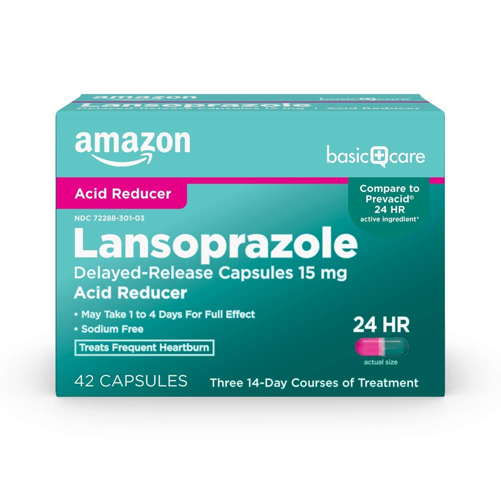 Amazon Basic Care Lansoprazole Delayed Release Capsules, 15 mg, Proton Pump Inhibitor, Acid Reducer, 24 Hour Heartburn Medicine, 42 Count Pack Amazon Basic Care buy supplements Au