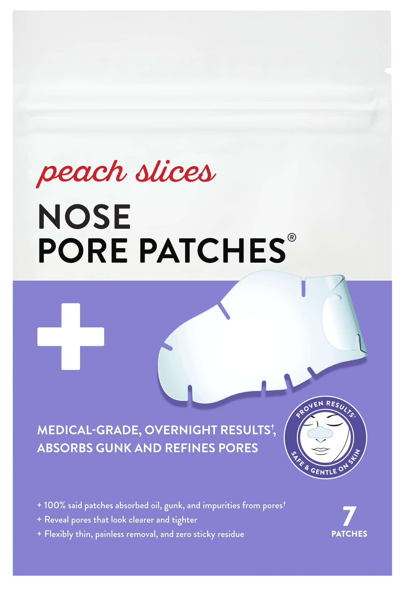 Peach Slices - Nose Pore Patches (7 ct) - Overnight Blackhead Remover - Pore Strips - Absorbs Gunk - Thin, Flexible & Painless - Hydrocolloid Patches
