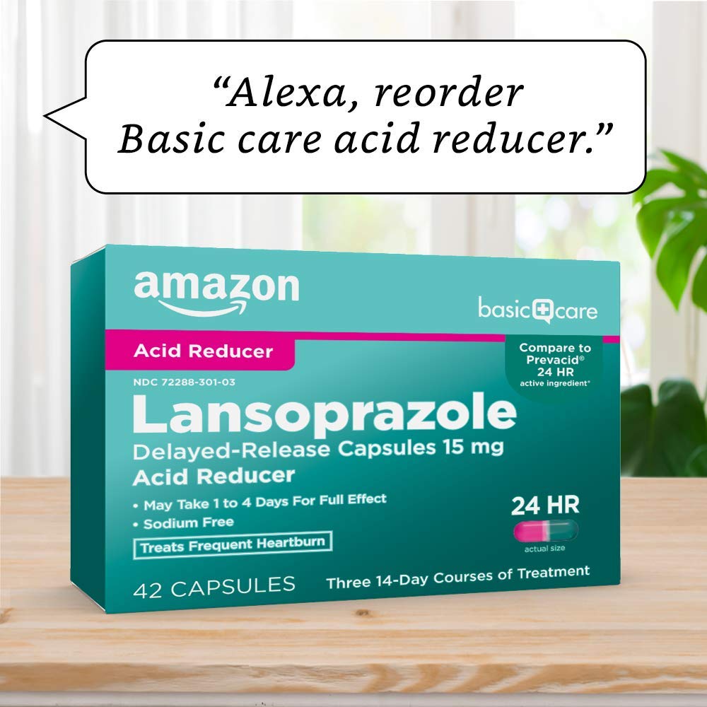 Amazon Basic Care Lansoprazole Delayed Release Capsules, 15 mg, Proton Pump Inhibitor, Acid Reducer, 24 Hour Heartburn Medicine, 42 Count Pack Amazon Basic Care buy supplements Au
