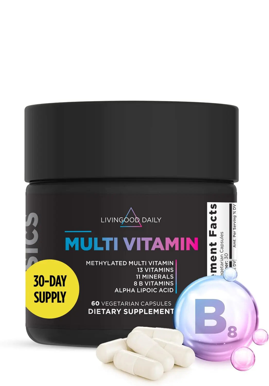 Livingood Daily Methylated Multivitamin for Women and Men, Multi Vitamin Supplement with Alpha Lipoic Acid, B Vitamins, Iron, Zinc and Selenium Livingood Daily
