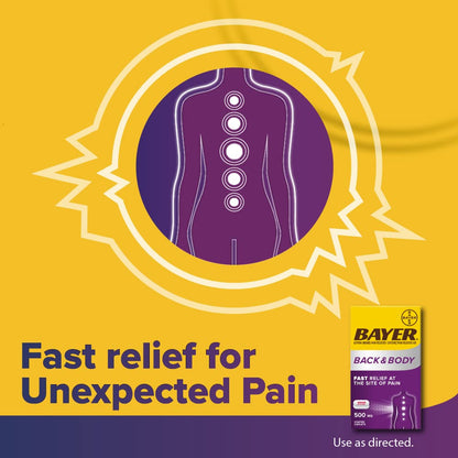 Bayer Back & Body 500mg Aspirin Plus Caffeine for Powerful Pain Relief, 200 Coated Caplets Bayer buy supplements Au