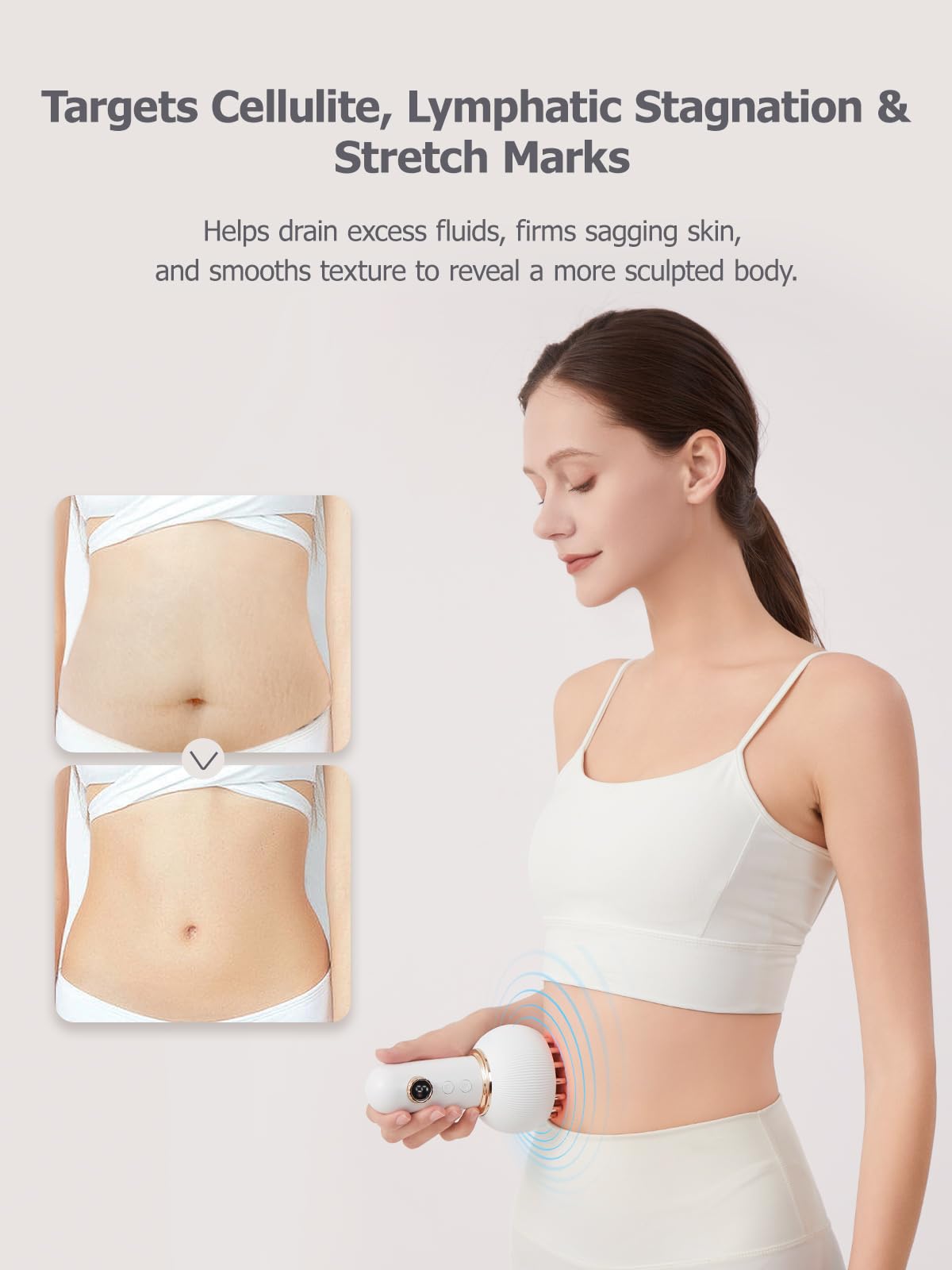 Paiaito Lymphatic Drainage Massager & Anti Cellulite Massage Tool, Helps Reduce Stretch Marks & Cellulite, for Legs, Arms & Belly, Body Sculpting Machine with Microcurrent, Light, Heat & Vibration Paiaito buy supplements Au