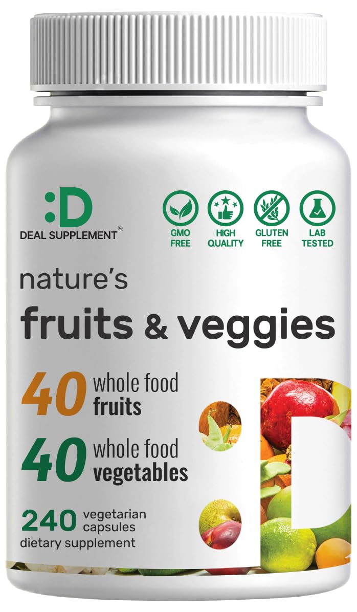 Nature’s Fruits & Veggies Supplement, 240 Veggie Capsules – 80 Whole Food Superfoods for Daily Balance – 40 Fruits with 40 Vegetables and Greens – Non-GMO, Gluten Free DEAL SUPPLEMENT buy supplements Au