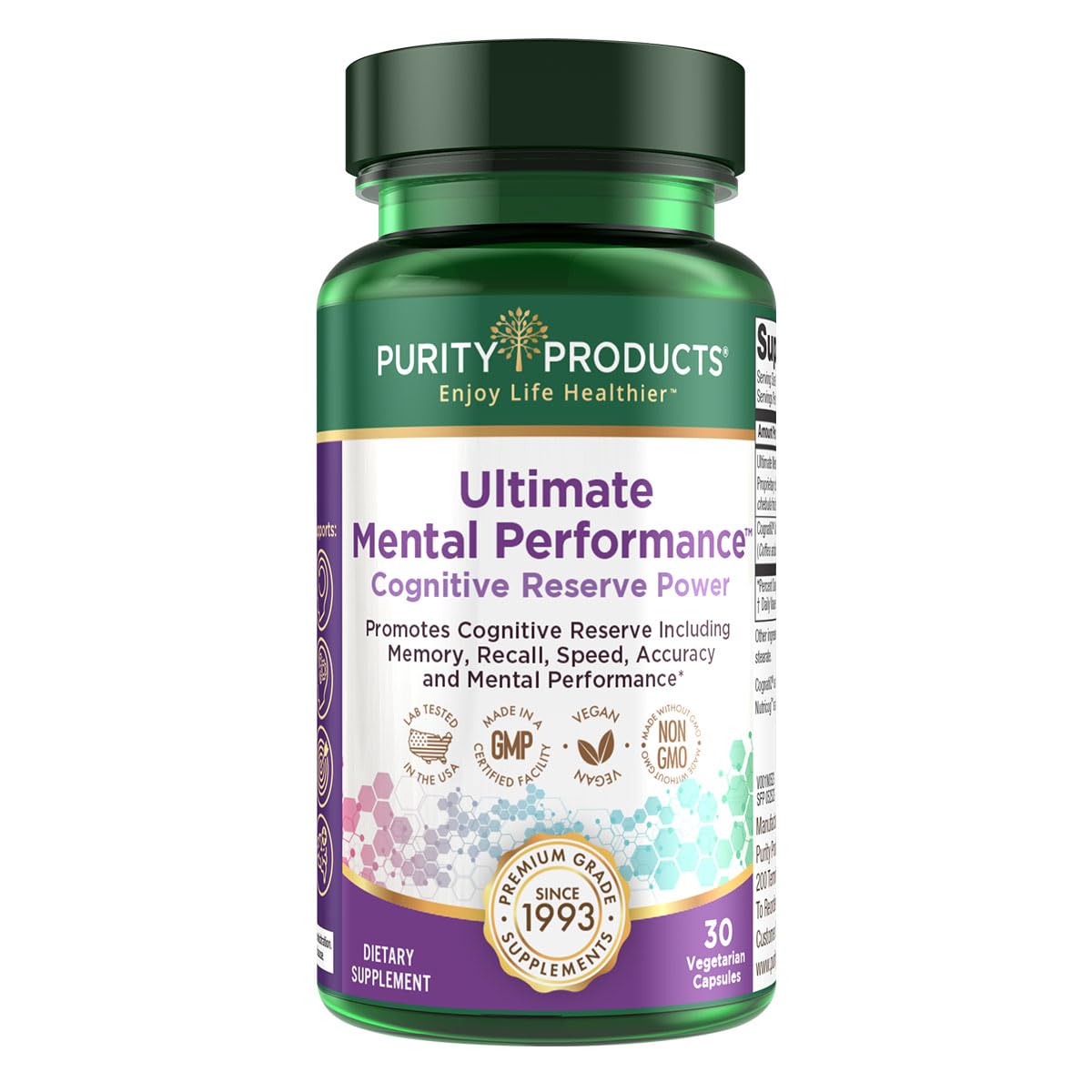 Purity Products Ultimate Mental Performance Supports Memory Recall, Mental Focus + More - Nootropic Powerhouse ft. Patented Botanical Plant-Based Ingredients - Vegan & Non-GMO - 30 Veggie Caps Purity Products buy supplements Au