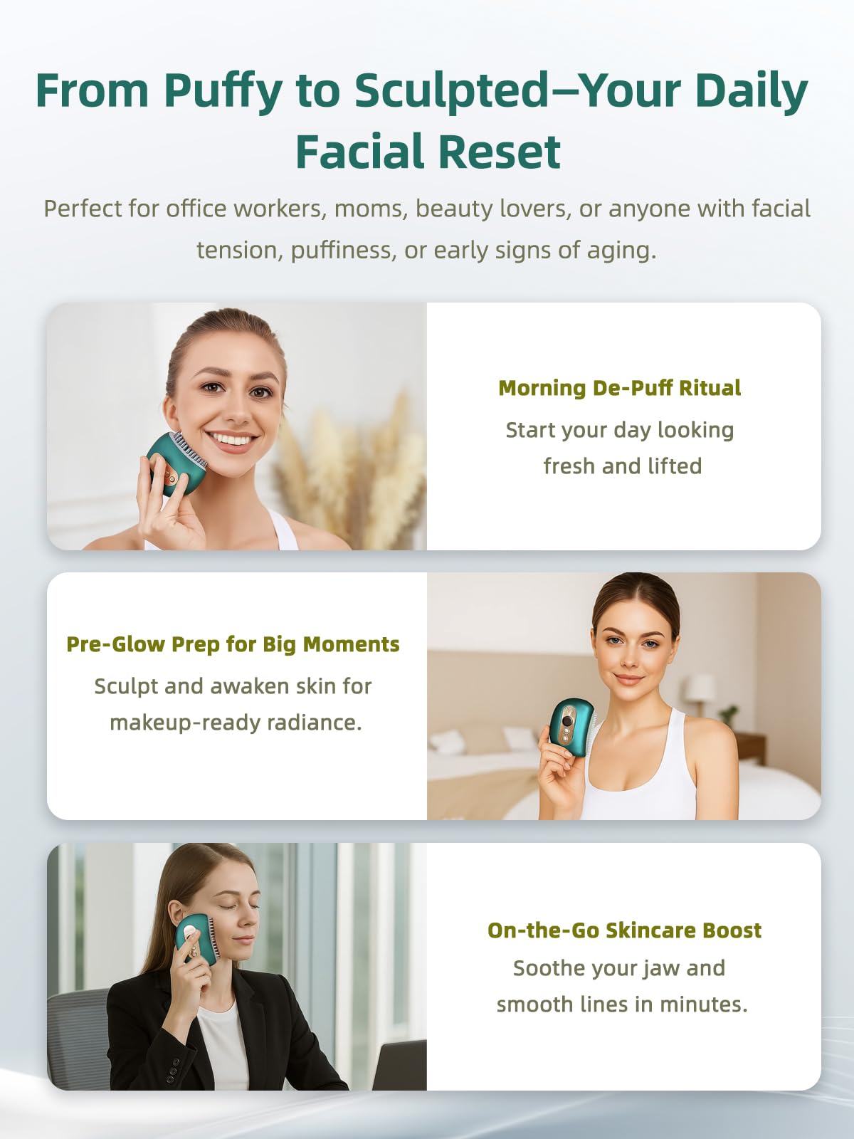 Kinbana Lymphatic Contour Face Brush – Face Massager for Lymphatic Drainage, Double Chin Reducer, and Facial Sculpting – Gentle Vibrating Lymphatic Drainage Tool for Jawline & Puffiness (Green) Kinbana buy supplements Au