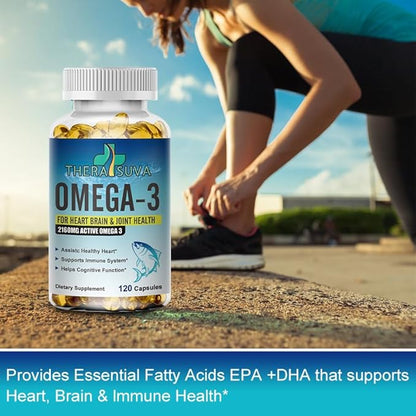 Triple Strength Premium Fish Oil, Omega-3 2160mg, EPA 1296mg + DHA 864mg, Natural Supplement for Healthy Heart & Brain Support, 2 Month Supply, 120 Softgels TheraSuva buy supplements Au