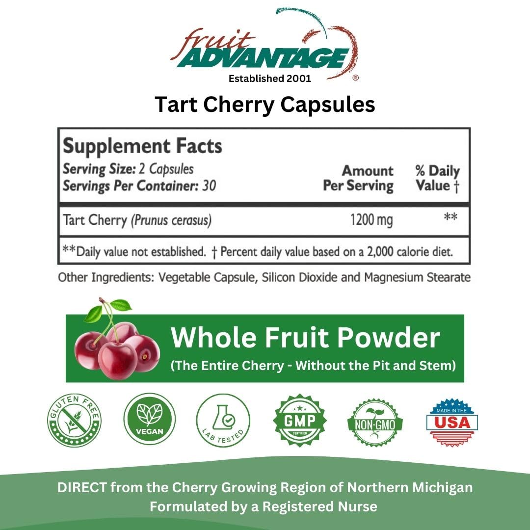 Fruit Advantage Montmorency Tart Cherry Capsules Joint Formula 1200 mg per Serving - 60 Vegetarian Capsules Fruit AdvantageBuy Supplements Australia
