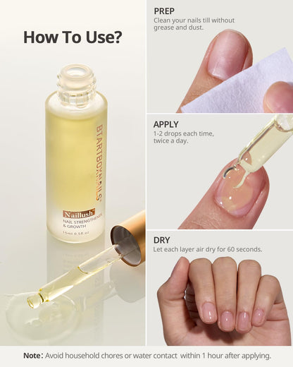 BTArtboxnails Naillush Nail Strengthener & Growth - Repair Damaged Nails, Strengthen Weak & Thin Nails, Extra Strong Nail Growth Treatment