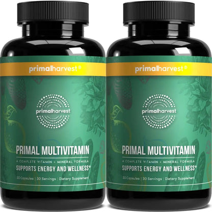 Primal Harvest Primal Multivitamin - Daily Multi-Vitamin Supplement with 21 Essential Vitamins & Minerals for Women & Men (2 Pack (30 Count)) Primal Harvest