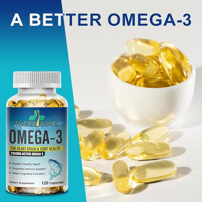 Triple Strength Premium Fish Oil, Omega-3 2160mg, EPA 1296mg + DHA 864mg, Natural Supplement for Healthy Heart & Brain Support, 2 Month Supply, 120 Softgels TheraSuva buy supplements Au