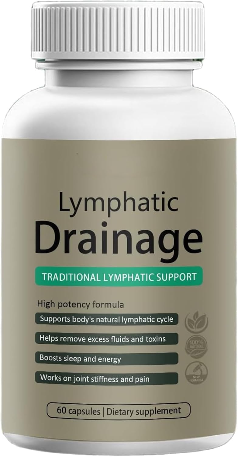 Supplement bottle labeled 'Lymphatic Drainage' on a white background