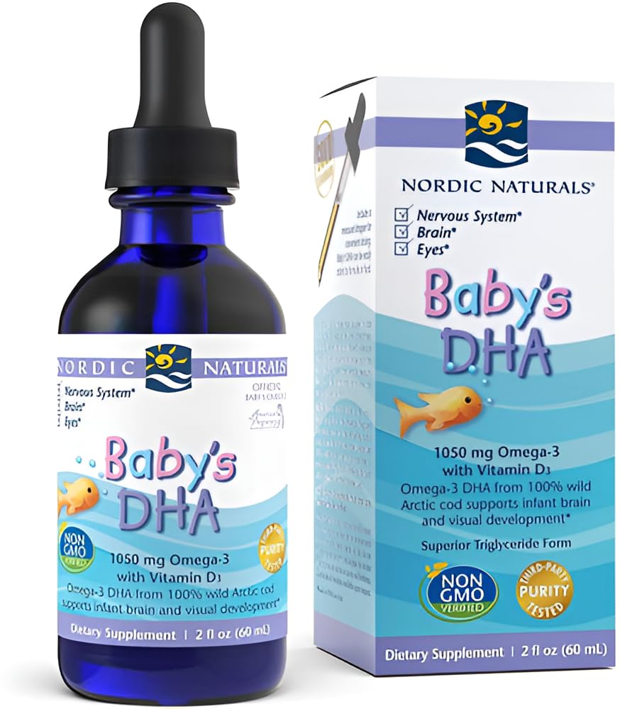 Nordic Naturals Baby’s DHA, Unflavored - 2 oz - 1050 mg Omega-3 + 300 IU Vitamin D3 - Supports Brain, Vision & Nervous System Development in Babies - Non-GMO - Servings May Vary Nordic NaturalsBuy Supplements Australia