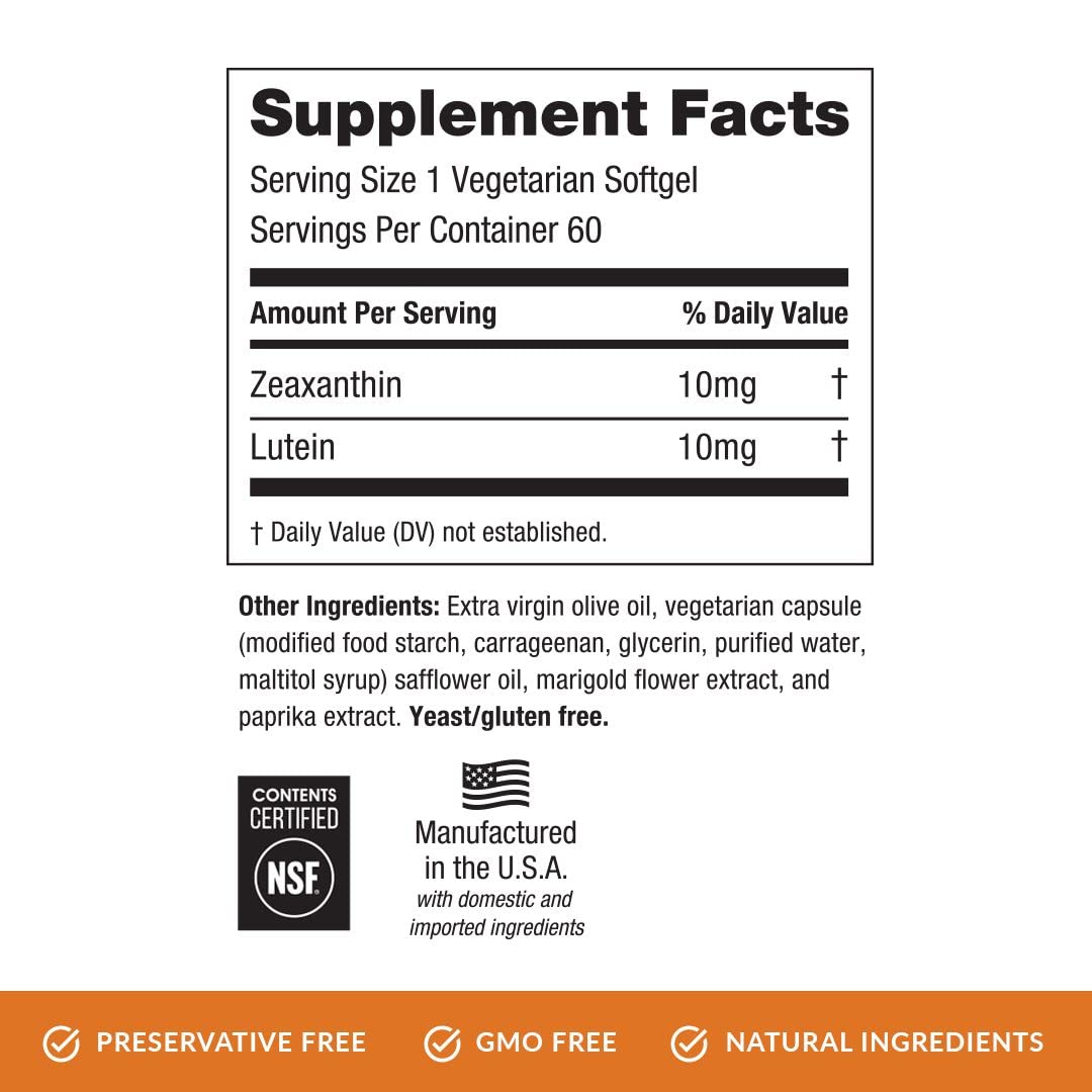 EyePromise Zeaxanthin + Lutein Eye Vitamin - 60 Softgels Capsules Made with Natural Ingredients for Diets Including Gluten Free and Vegetarian