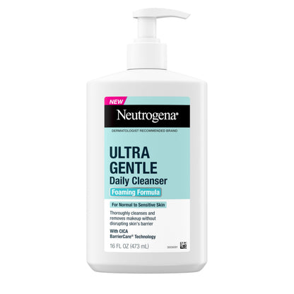 Neutrogena Ultra Gentle Foaming Facial Cleanser, Fragrance Free Hydrating Face Wash for Sensitive Skin, Daily Non Over Drying Makeup Remover