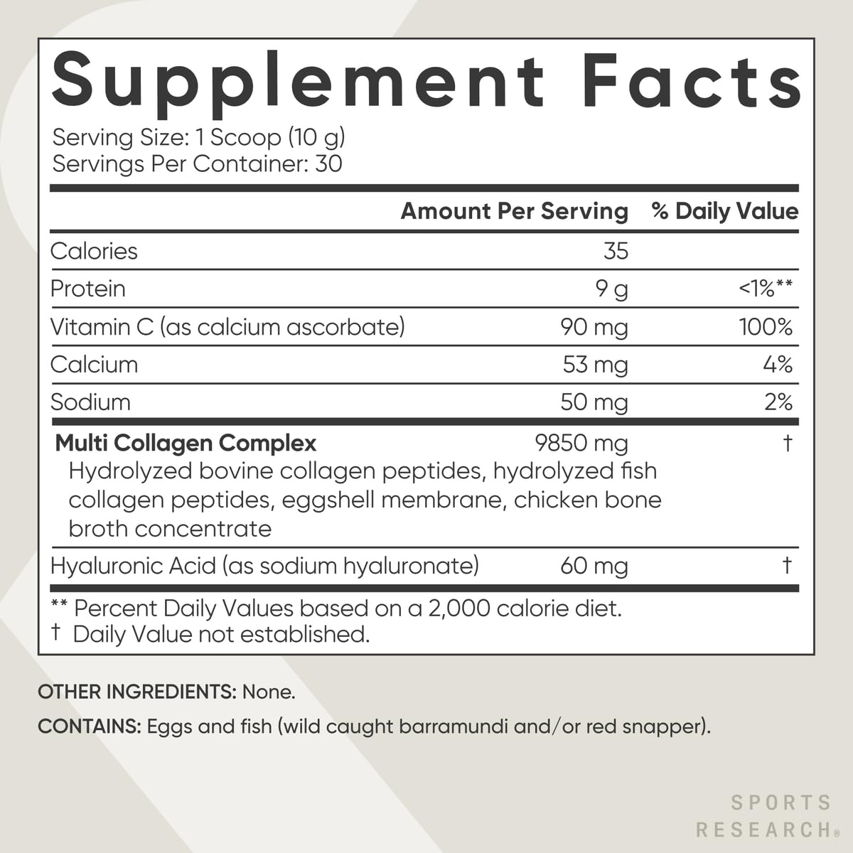 Sports Research Multi Collagen Protein Powder (Type I, II, III, V, X) with Hyaluronic Acid + Vitamin C | 5 Types of Food Based Collagen, 30 Servings (Unflavored) Sports Research buy supplements Au