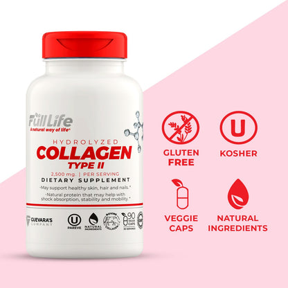 Full Life Hydrolyzed Collagen Supplements - Bovine Collagen Pills for Women and Men - Kosher Collagen Capsules, Gluten-Free - 90 Veggie Capsules 2,500mg Full Life buy supplements Au
