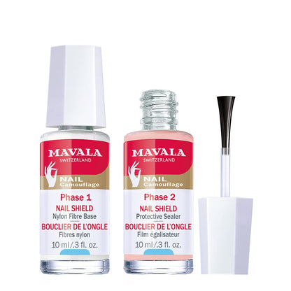 Mavala Nail Shield, 2 Count, Phase 1 & 2, Clear Nail Polish Top Coat, Nail Strengthener, Nail Growth & Nail Hardener Treatment,