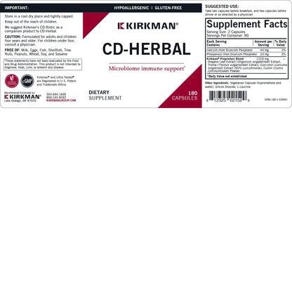 Kirkman CD-Herbal - Hypoallergenic -180 Vegetarian Capsules KirkmanBuy Supplements Australia