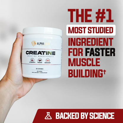 ALPHA LION Creatine Monohydrate Powder, 5000mg Per Serving (5g), Supports Muscle Strength, Power, Athletic Performance, Pure Creatina Monohydrata