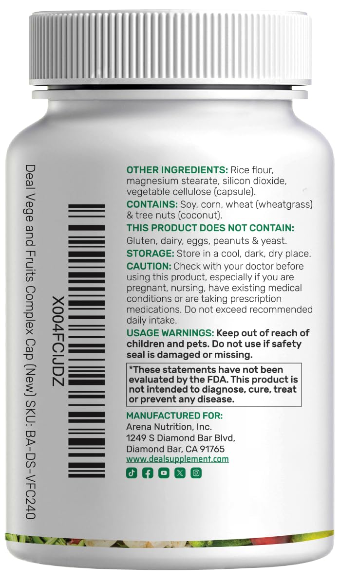 Nature’s Fruits & Veggies Supplement, 240 Veggie Capsules – 80 Whole Food Superfoods for Daily Balance – 40 Fruits with 40 Vegetables and Greens – Non-GMO, Gluten Free DEAL SUPPLEMENT buy supplements Au