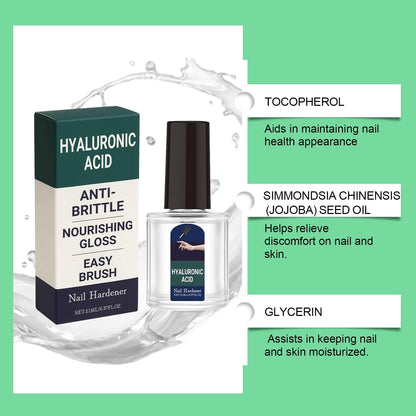 XJBD Nail Hardener Hyaluronic Acid Clear Nail Strengthener Anti-Brittle Split - 7-Day Fast-Absorbing Care Repair Serum with Vitamin E & Jojoba Oil