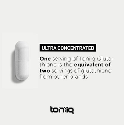 Toniiq Ultra High Strength Glutathione Capsules - 1000mg Concentrated Formula - 98%+ Highly Purified and Bioavailable - Non-GMO Fermentation - 120 Capsules Reduced Glutathione Supplement Toniiq buy supplements Au