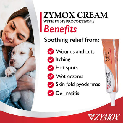 Zymox Veterinarian Strength Topical Cream with 1% Hydrocortisone for Dogs and Cats, 1oz Zymox buy supplements Au