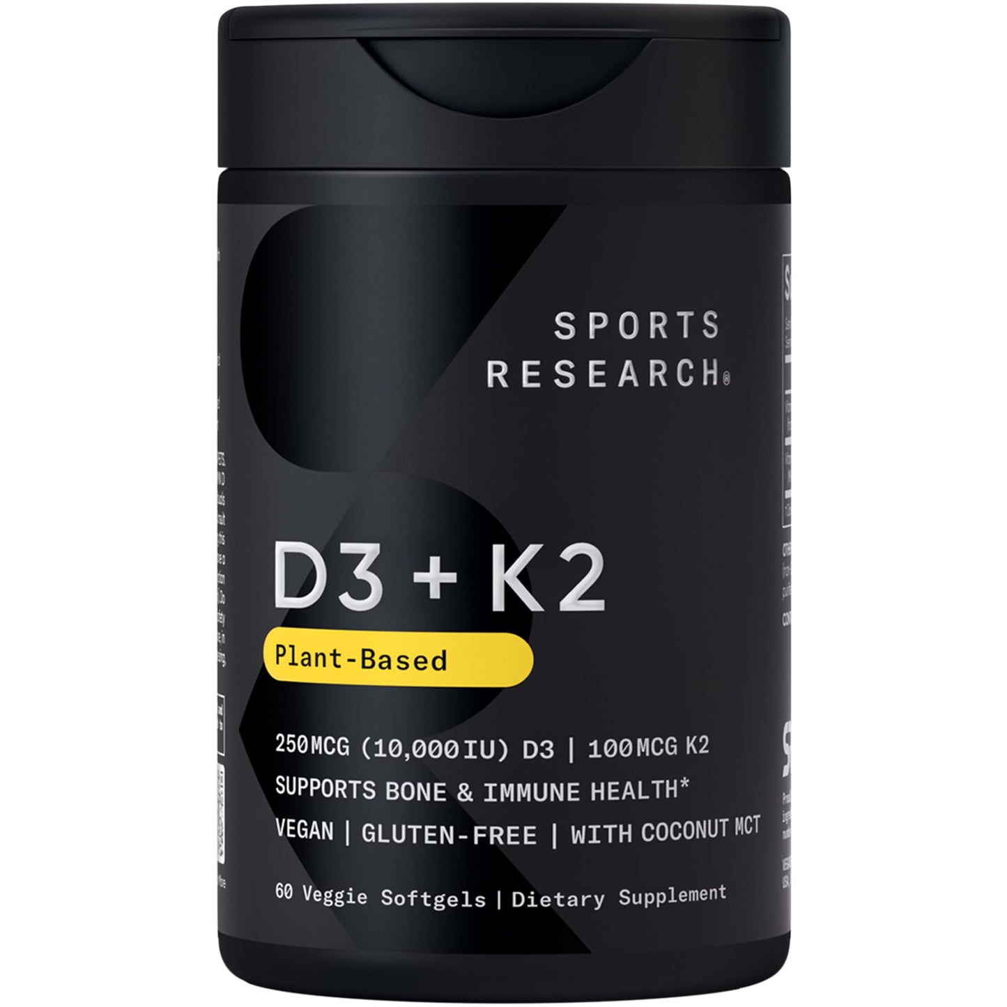Sports Research® Vitamin D3 + K2 with 10,000iu of Plant-Based D3 & 100mcg of Vitamin K2 as MK-7 | Non-GMO Verified & Vegan Certified 60ct Sports Research buy supplements Au