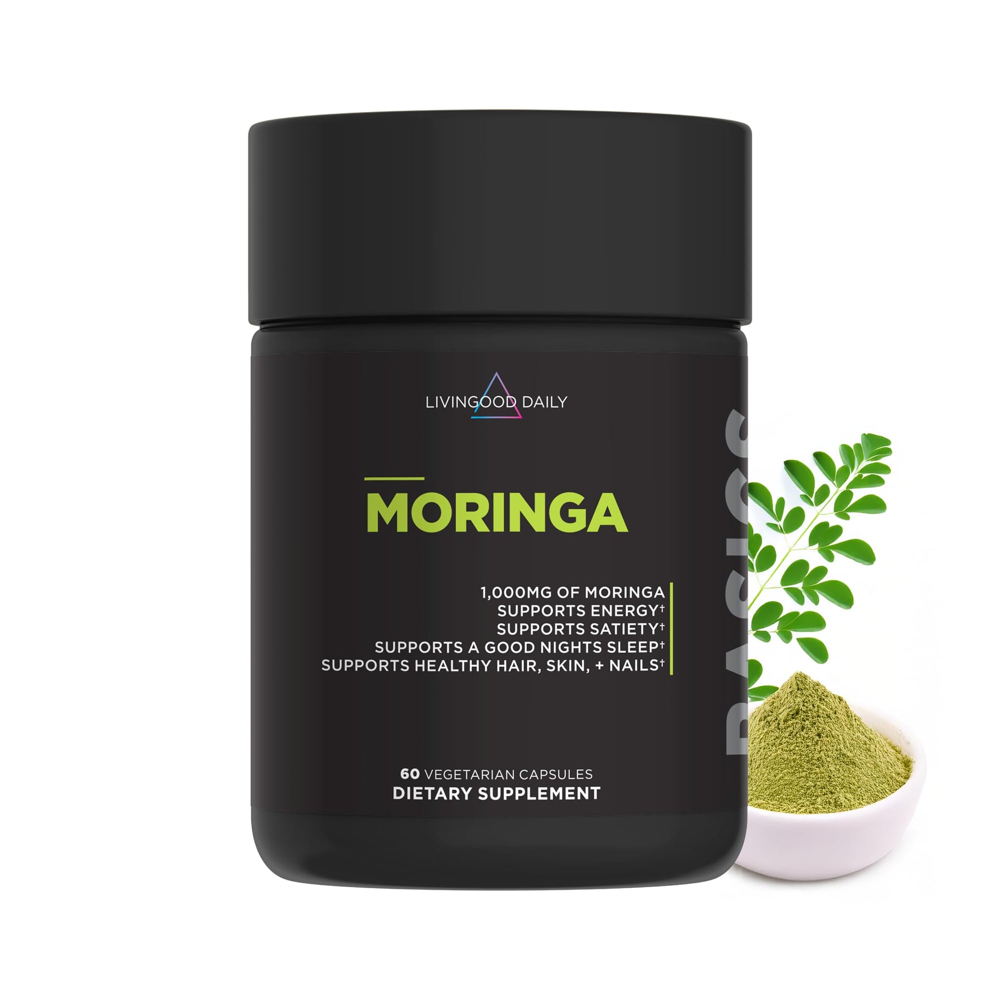 Livingood Daily Moringa Capsules, Moringa Supplement for Energy, Sleep, Satiety, Hair, Skin, Nails & Wellness, Plant Based Vegetarian, Gluten Free, Non GMO, Vegan, Daily Greens Superfood, 60 Capsules Livingood Daily buy supplements Au