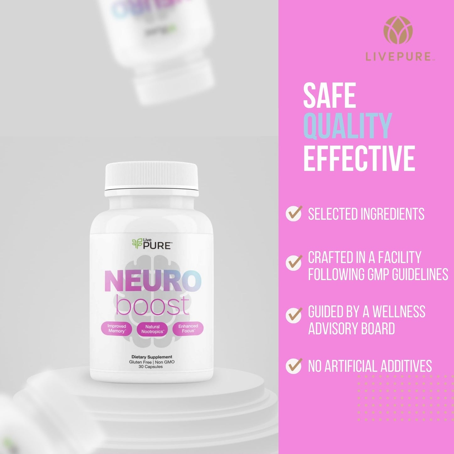 Pure Neuro Boost | 30 Capsules |  Supplement to Support Energy, Memory, and Focus | Supports Better Concentration & Healthy Brain Function