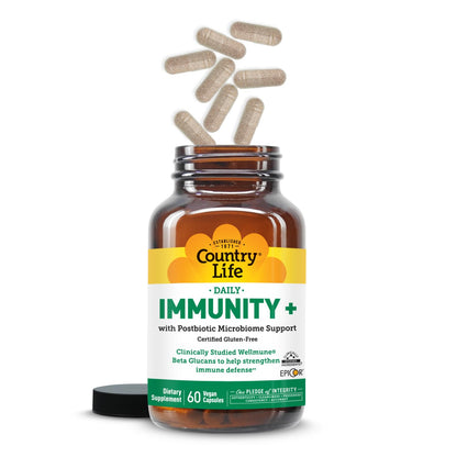 Country Life Immunity+ Supplement, 60 Capsules - Supports Immune and Gut Health - for Men and Women - Clinically Studied Ingredients, Vegan, Gluten Free, Certified B Corporation Country LifeBuy Supplements Australia