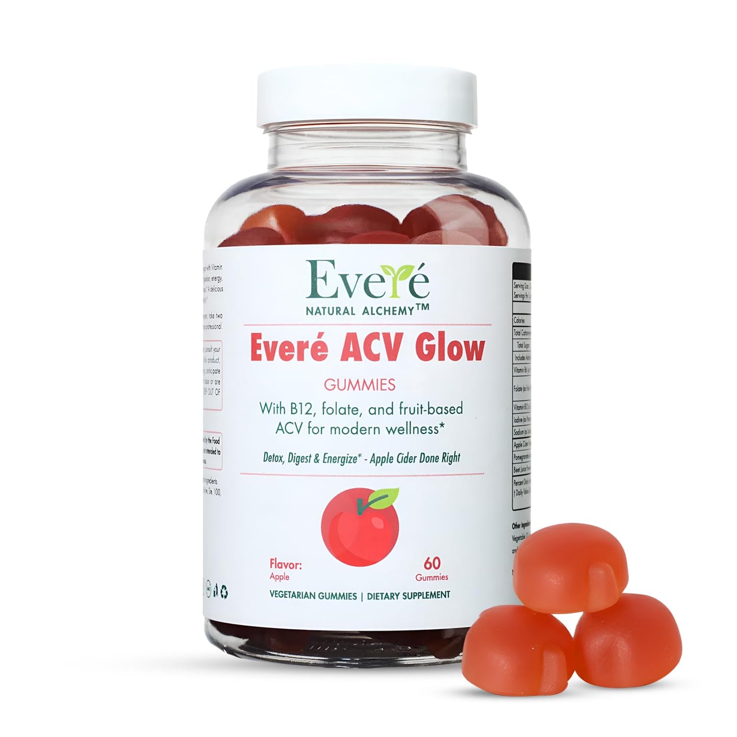 Everé ACV Glow Gummies – Apple Cider Vinegar with B12, B6, Iodine, Folate, Beetroot & Pomegranate – Daily Wellness Support for Energy & Balance The EverÉ Natural Alchemy buy supplements Au