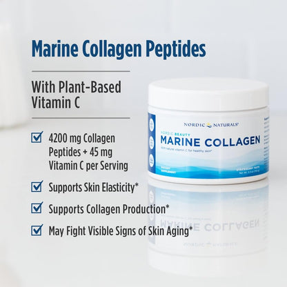 Nordic Naturals Nordic Beauty Marine Collagen Powder, Strawberry - 5.29 Ounces - Collagen Powder Supplement for Healthy Skin, Joints, and Bones, Vitamin C for Antioxidant Support - 30 Servings Nordic Naturals buy supplements Au
