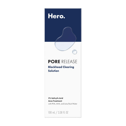 Hero Cosmetics Pore Release Blackhead Clearing Solution, Exfoliating 2% Salicylic Acid Toner Featuring AHA, BHA, and PHA